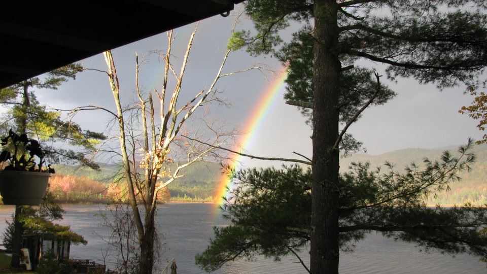 A rainbow over Little Lake St. Catherine.